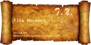 Tikk Norbert névjegykártya